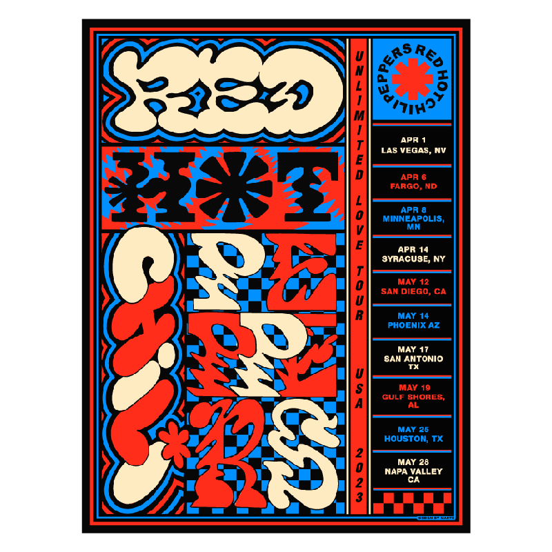 RED HOT CHILI PEPPERS ポスター 2023 Bubble 2023 North America Tour Poster – Red Hot Chili Peppers