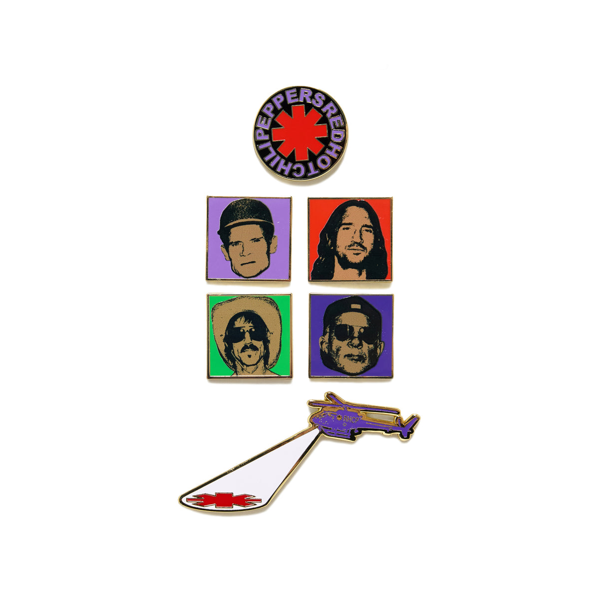 Ensemble de broches en émail Happy Squares – Red Hot Chili Peppers