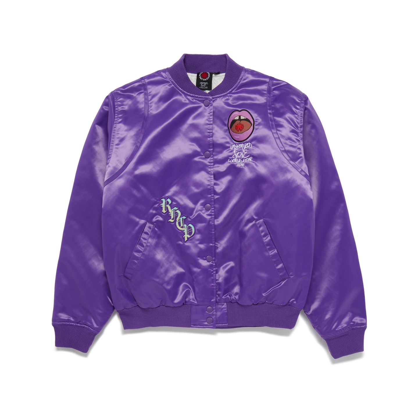 Embroidered Satin Official Tour Bomber - Purple