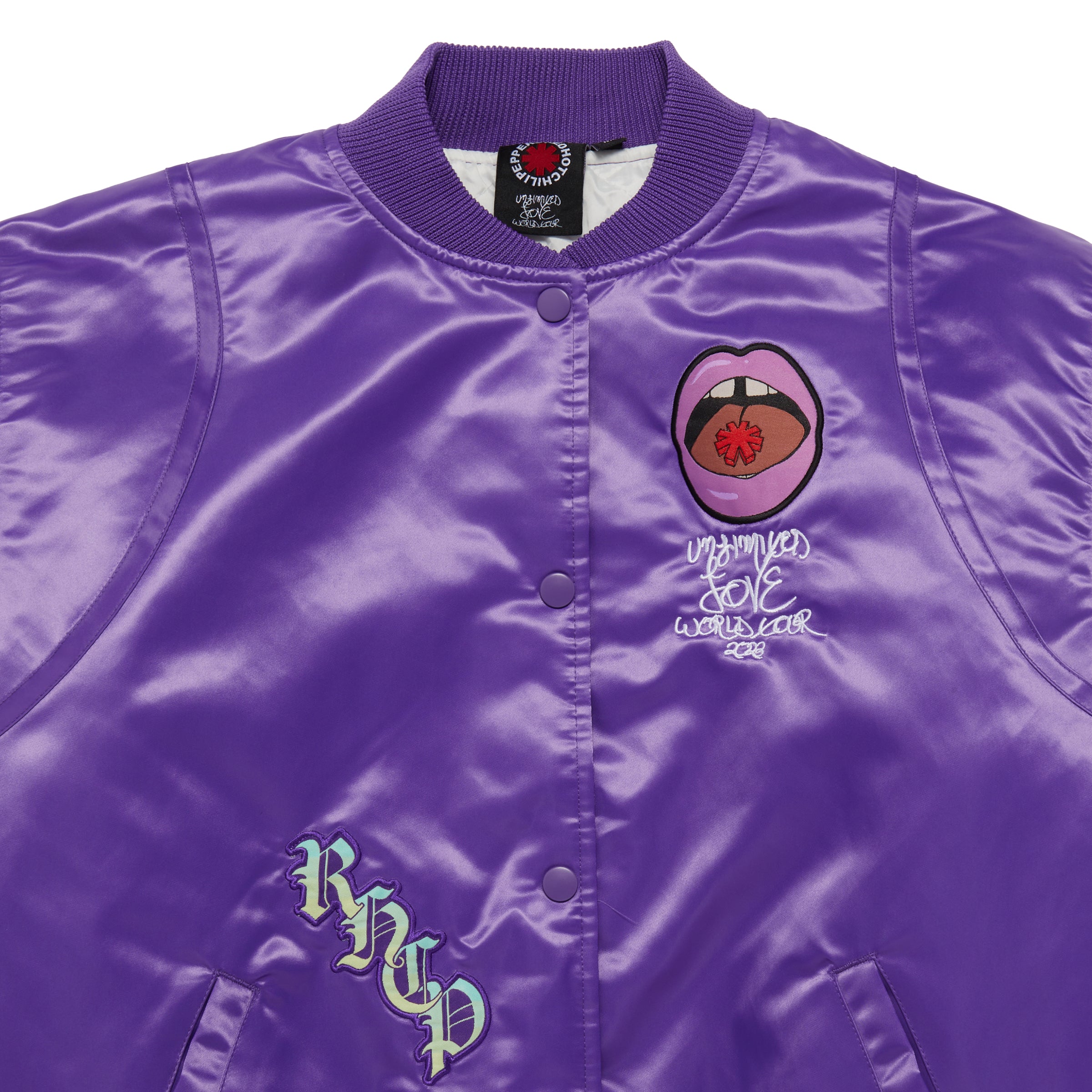 Embroidered Satin Official Tour Bomber - Purple